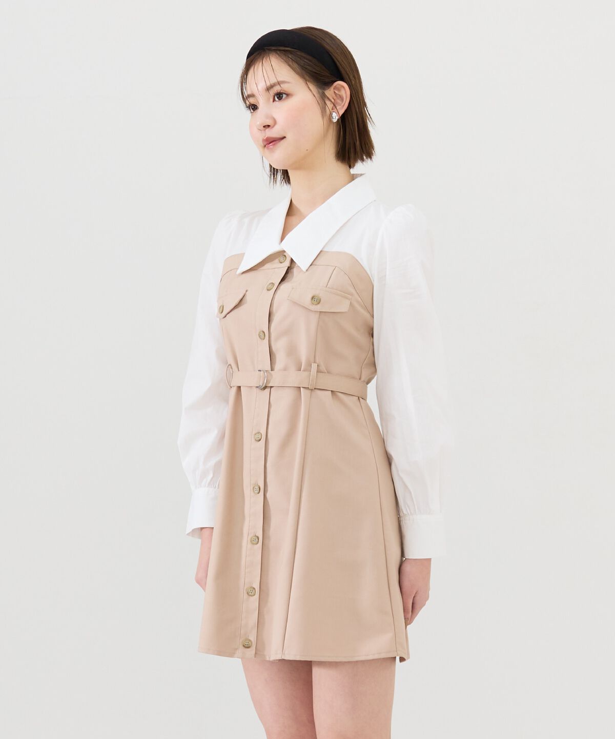 REDYAZEL「レイヤードデザインミニシャツワンピース」|ワンピース|