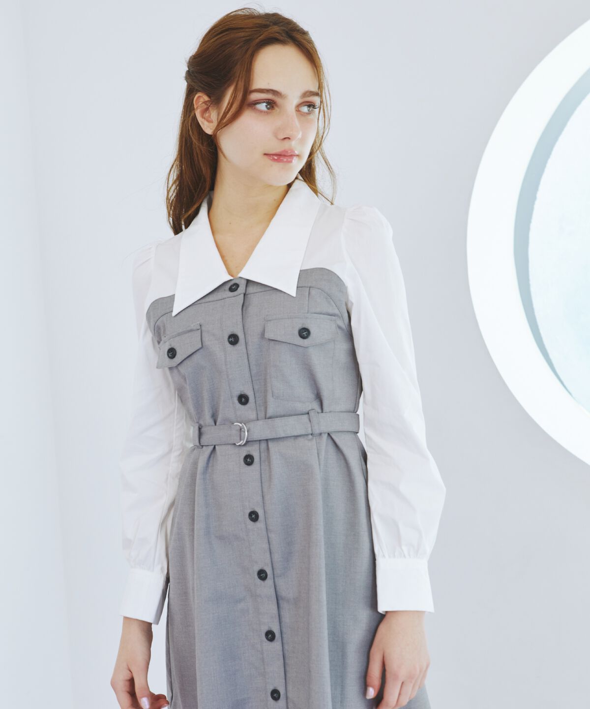 REDYAZEL「レイヤードデザインミニシャツワンピース」|ワンピース|