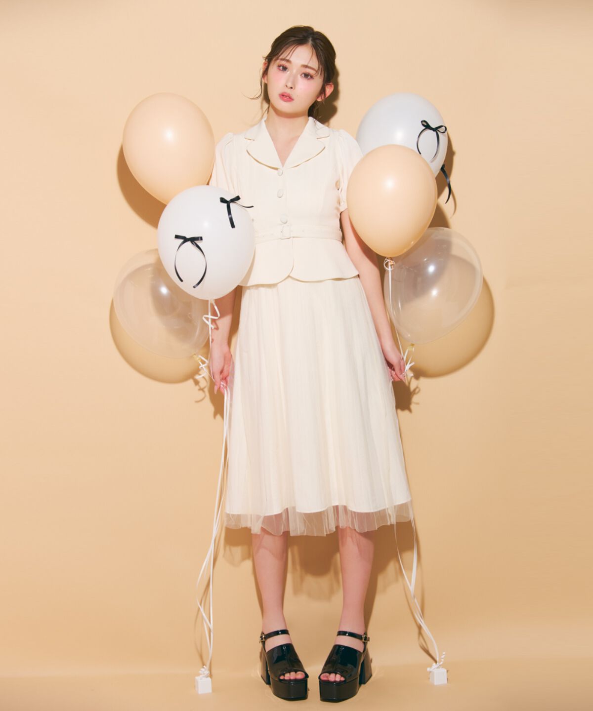 REDYAZEL「ツイル&times;チュールプリーツワンピース」|ワンピース|