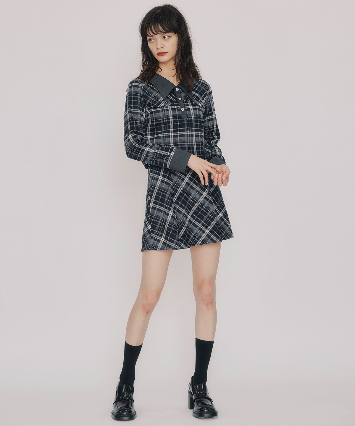REDYAZEL「バイアスチェックショートブラウス&times;プリーツミニスカートセットアップ」|ワンピース|