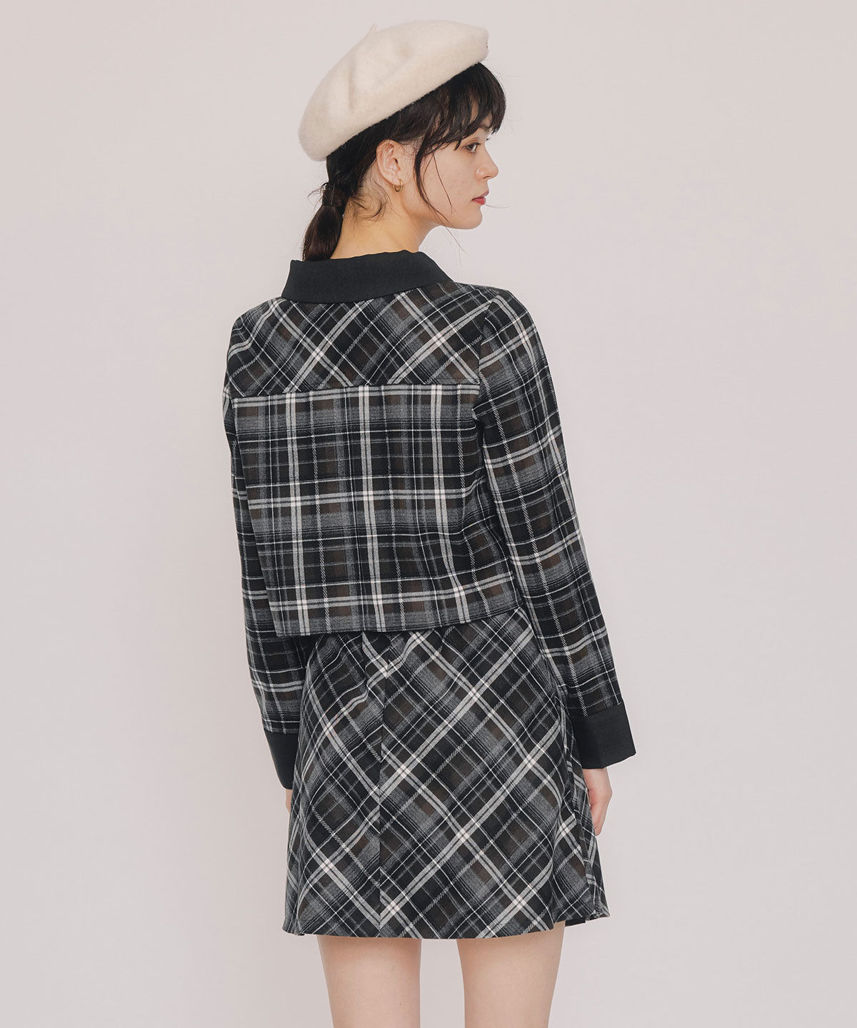 REDYAZEL「バイアスチェックショートブラウス&times;プリーツミニスカートセットアップ」|ワンピース|