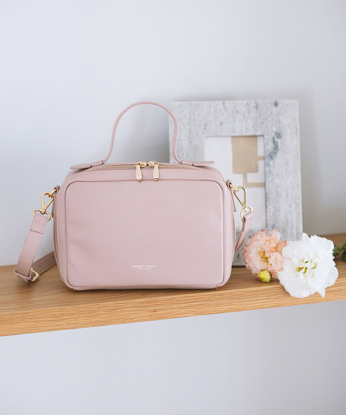 Samantha Thavasa Petit Choice「スクエアジップレザー ショルダーバッグ」|ショルダー・メッセンジャー|ピンク