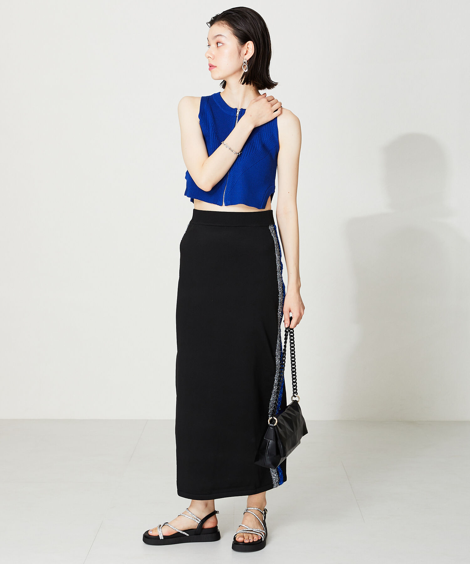 ORiental TRaffic「【追加】ラインストーンストラップサンダル/41217 サンダル 人気 トレンド 売れてる ラインストーン」|サンダル|