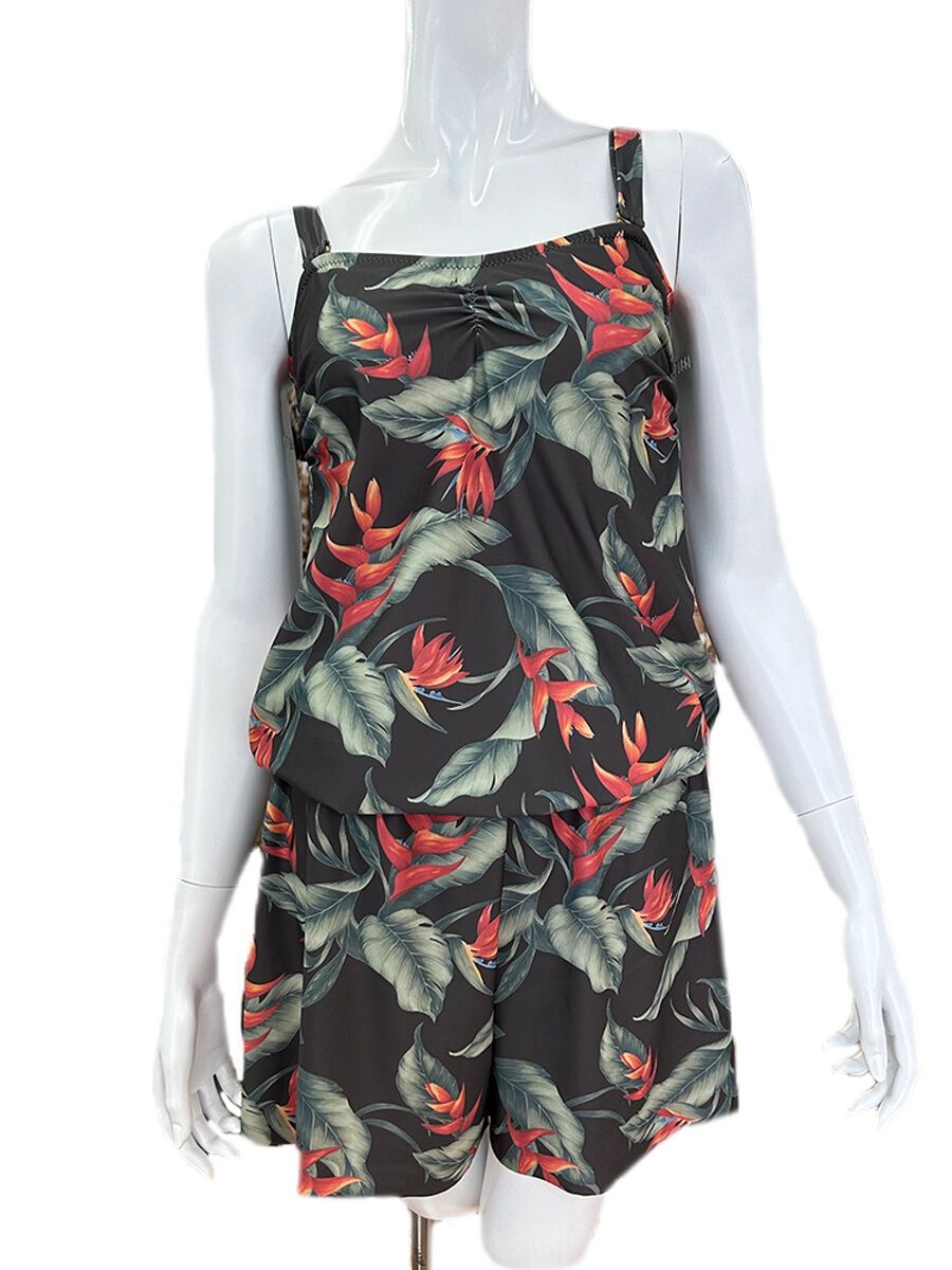 Riberce「トロピカル柄オールインワン水着」|コンビネゾン|