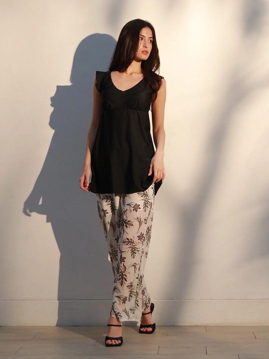 Riberce「【新作】ブラックペタルスリーブキャミソールビキニ/キャミキニ」|ビキニ|