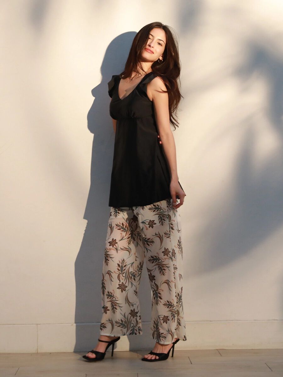 Riberce「【新作】ブラックペタルスリーブキャミソールビキニ/キャミキニ」|ビキニ|