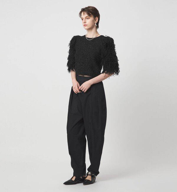 ASTRAET「＜ASTRAET＞ フリンジスリーブ クルーネックニット」|ニット・セーター|