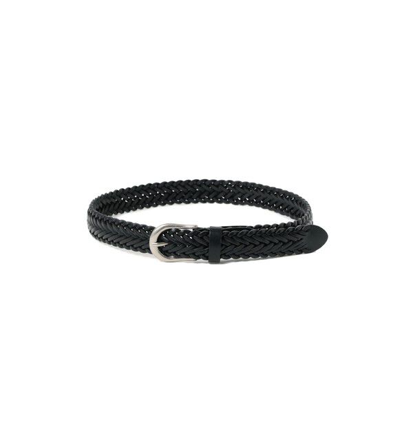 BEAMS PLUS「Leather Mesh Belt」|ベルト|BLACK
