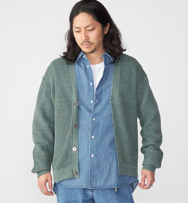 SHIPS「SHIPS: 9GG サンフェード リネン Vネック カーディガン」|カーディガン|