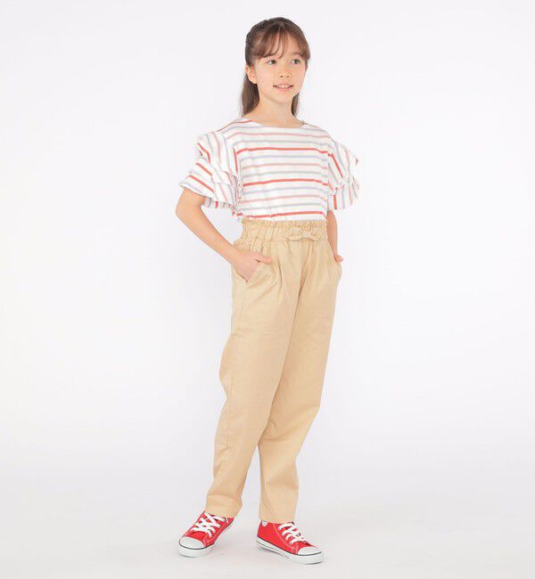 SHIPS KIDS「SHIPS KIDS:140～150cm / オーガニック コットン フリル スリーブ TEE」|Tシャツ・カットソー|