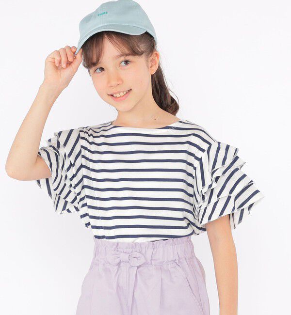 SHIPS KIDS「SHIPS KIDS:140～150cm / オーガニック コットン フリル スリーブ TEE」|Tシャツ・カットソー|