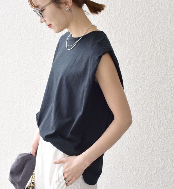 SHIPS any「《一部追加予約》SHIPS any:〈抗菌防臭/洗濯機可能〉USAコットン ラウンドヘム ノースリーブ TEE」|Tシャツ・カットソー|