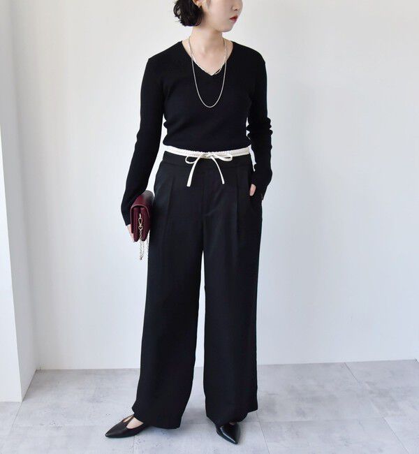 quaranciel「quaranciel:〈手洗い可能〉コットン Vネック リブ ニット」|ニット・セーター|