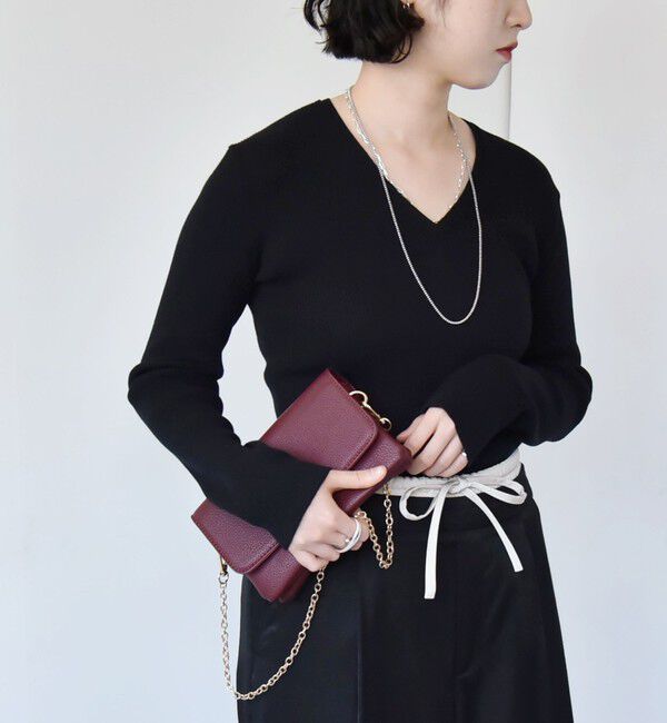 quaranciel「quaranciel:〈手洗い可能〉コットン Vネック リブ ニット」|ニット・セーター|