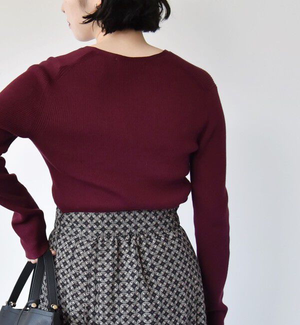 quaranciel「quaranciel:〈手洗い可能〉コットン Vネック リブ ニット」|ニット・セーター|