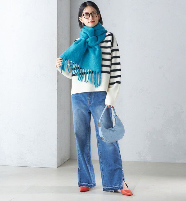 SHIPS for women「刺繍 モへヤ ミックス マフラー」|マフラー|