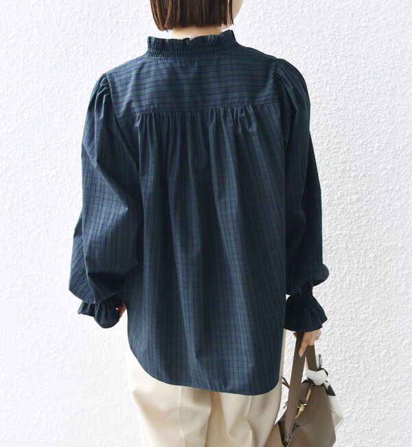 SHIPS for women「【WEB限定】〈手洗い可能〉 シャーリング Vネック 長袖 ブラウス」|シャツ・ブラウス|