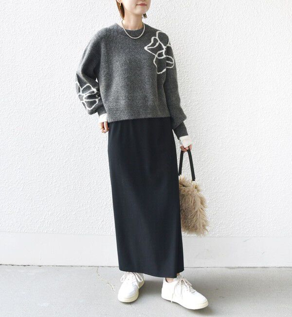 SHIPS for women「【WEB限定】〈手洗い可能〉ジャカード フラワー ニット プルオーバー」|ニット・セーター|