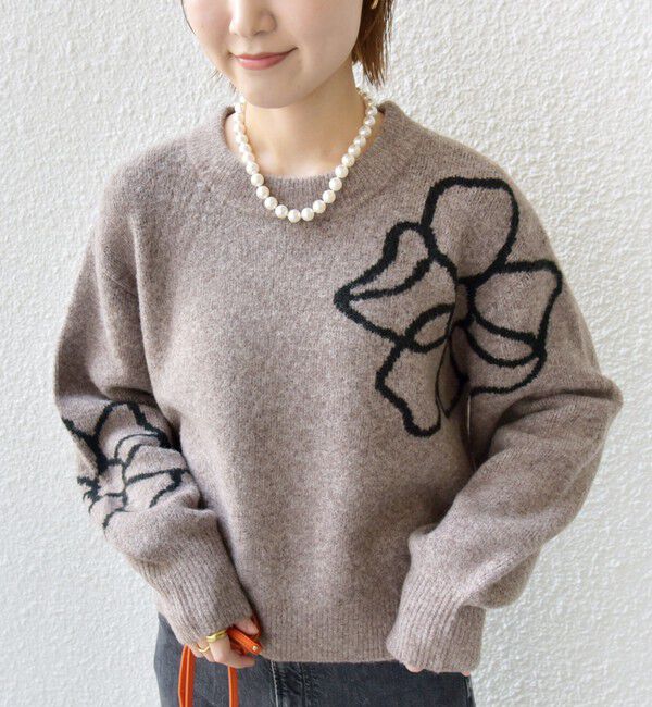 SHIPS for women「【WEB限定】〈手洗い可能〉ジャカード フラワー ニット プルオーバー」|ニット・セーター|