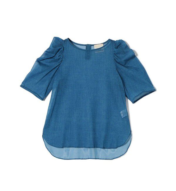 SHIPS for women「troisiemeCHACO:〈手洗い可能〉デニム プリント チュール ブラウス」|シャツ・ブラウス|