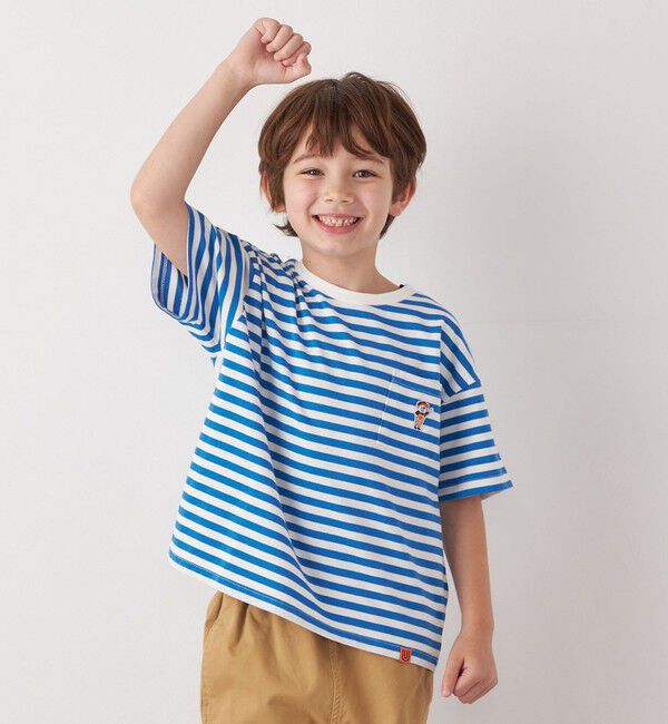 SHIPS any「【SHIPS any別注】UNIVERSAL OVERALL: ボーダー Tシャツ <KIDS>」|Tシャツ・カットソー|ブルー