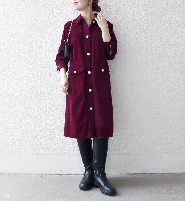 SHIPS any「SHIPS any:〈手洗い可能〉コーデュロイ シャツ ジャケット ワンピース」|ワンピース|