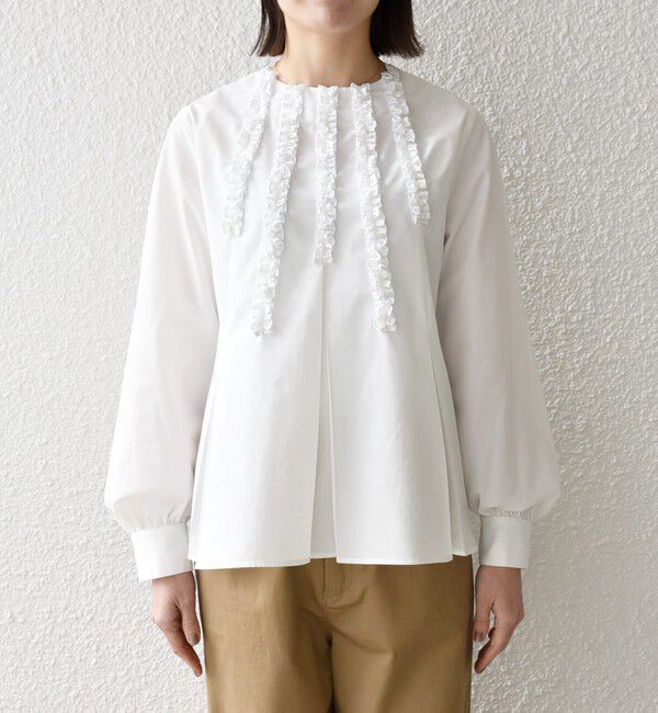 SHIPS any「SHIPS any:〈洗濯機可能〉REPREVE フリル クルーネック Aライン ブラウス」|シャツ・ブラウス|