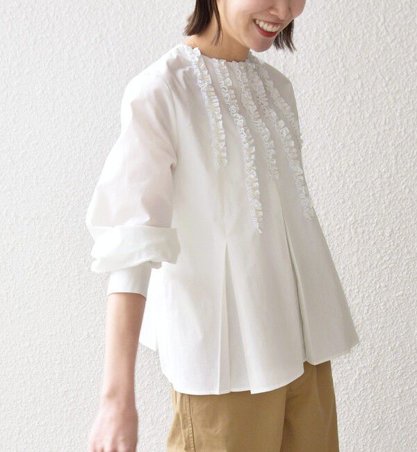 SHIPS any「SHIPS any:〈洗濯機可能〉REPREVE フリル クルーネック Aライン ブラウス」|シャツ・ブラウス|