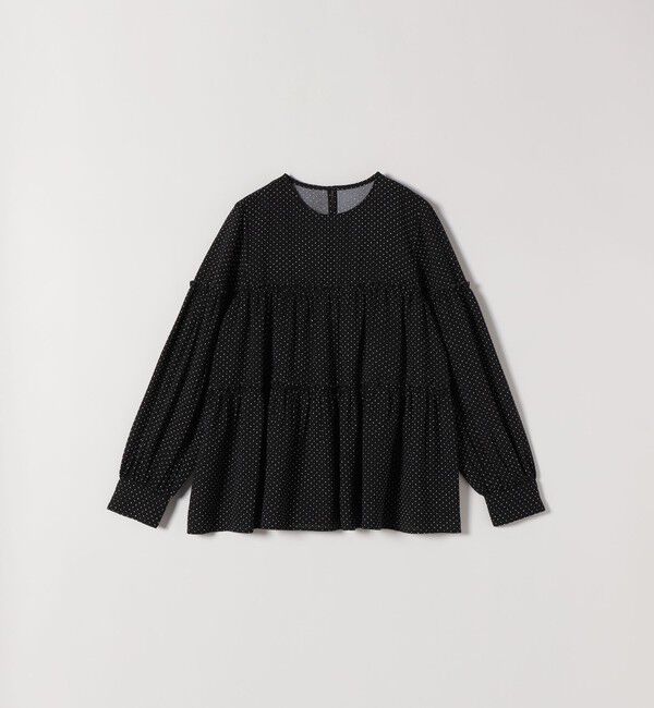 SHIPS any「SHIPS any:〈洗濯機可能〉ドット ノーカラー ティアード フレア ブラウス」|シャツ・ブラウス|