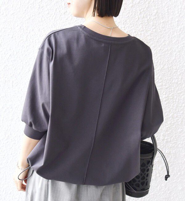 SHIPS for women「《一部追加予約》【WEB限定】〈接触冷感 / 汗染み防止加工〉オーガニック コットン 裾 ドロスト トップス」|Tシャツ・カットソー|