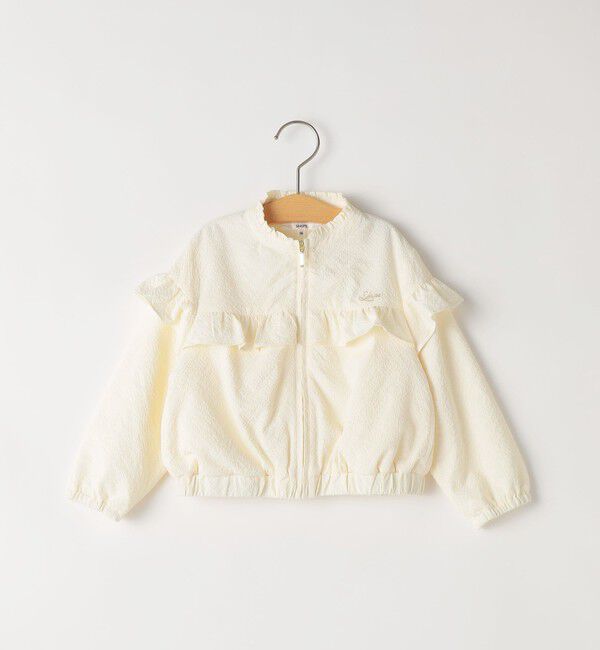 SHIPS KIDS「SHIPS KIDS:80～90cm / 〈UVカット〉ドライタッチ フリル ライト ブルゾン」|ブルゾン・スタジャン|クリーム