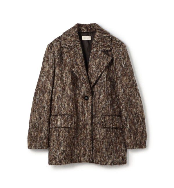DES PRES「モヘヤレオパード ジャコット」|チェスターコート|48 ダークブラウン系