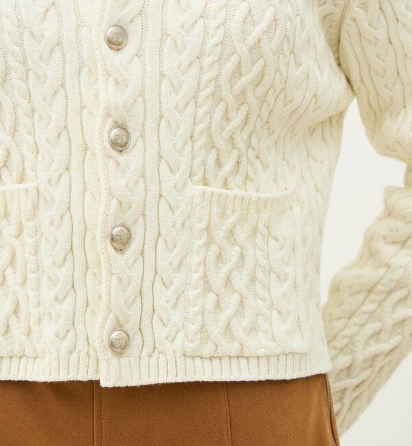 MACPHEE「ハイブリットコットンケーブル クルーネックカーディガン」|カーディガン|