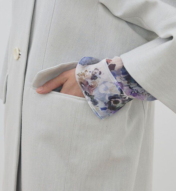 DES PRES「コットンオックスフォード キモノスリーブミディコート」|ノーカラーコート|