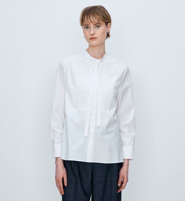 TOMORROWLAND collection「ケミカルフラワーレース タイブザムブラウス」|シャツ・ブラウス|