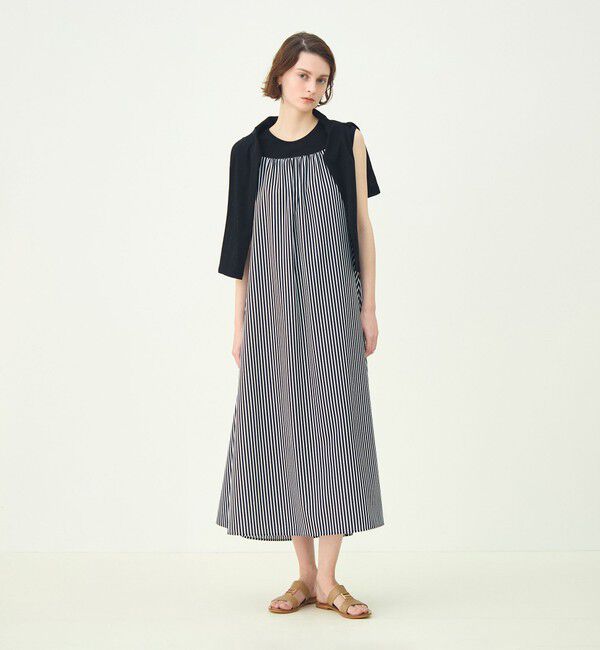 MACPHEE「【WEB先行予約】トリコットストライプ キャミソールワンピース」|ワンピース|