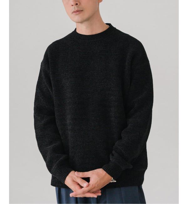 EDIFICE「《追加》シェニール ヤーン クルーネック ニット」|ニット・セーター|ブラック