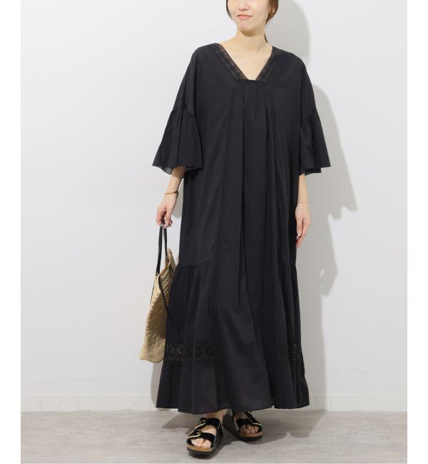 JOURNAL STANDARD relume「《予約》コットンボイルVネックレースワンピース」|ワンピース|ブラック