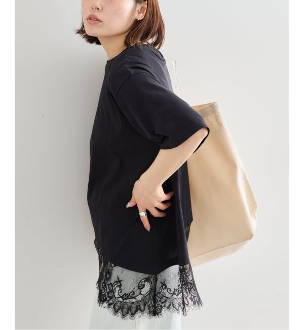 U by SPICK&SPAN「《予約》ハーフスリーブレースTEE」|Tシャツ・カットソー|