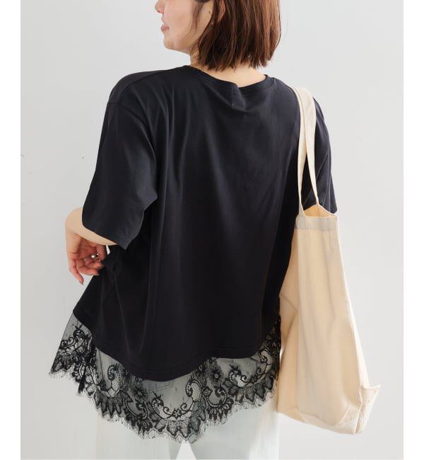 U by SPICK&SPAN「《予約》ハーフスリーブレースTEE」|Tシャツ・カットソー|