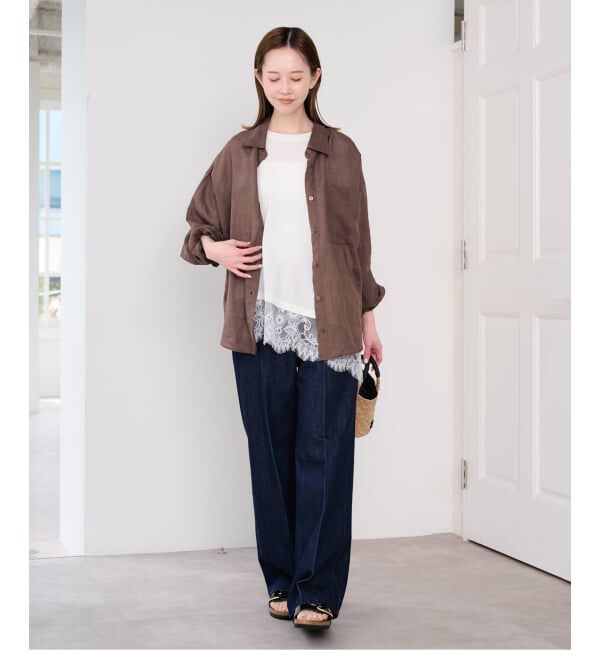 U by SPICK&SPAN「《予約》ハーフスリーブレースTEE」|Tシャツ・カットソー|