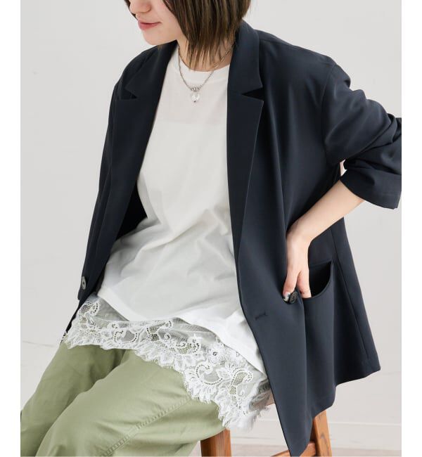 U by SPICK&SPAN「《予約》ハーフスリーブレースTEE」|Tシャツ・カットソー|