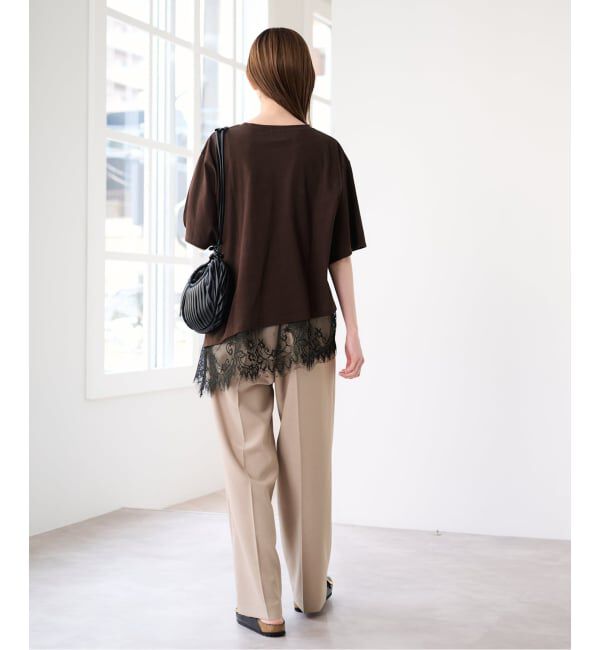 U by SPICK&SPAN「《予約》ハーフスリーブレースTEE」|Tシャツ・カットソー|