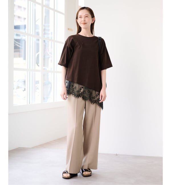 U by SPICK&SPAN「《予約》ハーフスリーブレースTEE」|Tシャツ・カットソー|