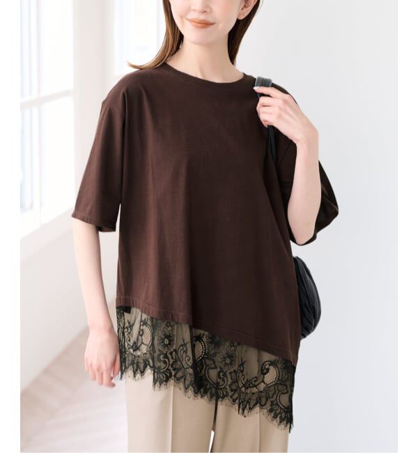 U by SPICK&SPAN「《予約》ハーフスリーブレースTEE」|Tシャツ・カットソー|