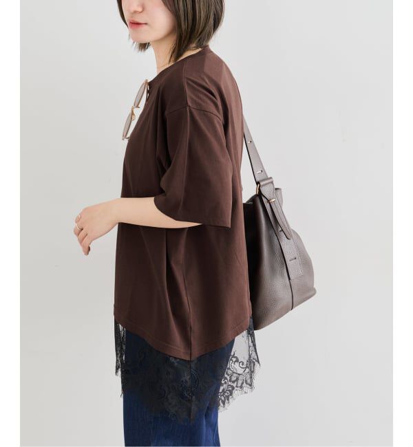 U by SPICK&SPAN「《予約》ハーフスリーブレースTEE」|Tシャツ・カットソー|