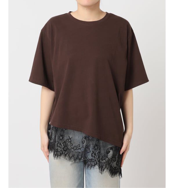 U by SPICK&SPAN「《予約》ハーフスリーブレースTEE」|Tシャツ・カットソー|