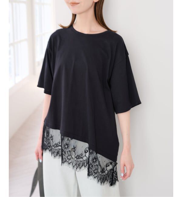 U by SPICK&SPAN「《予約》ハーフスリーブレースTEE」|Tシャツ・カットソー|