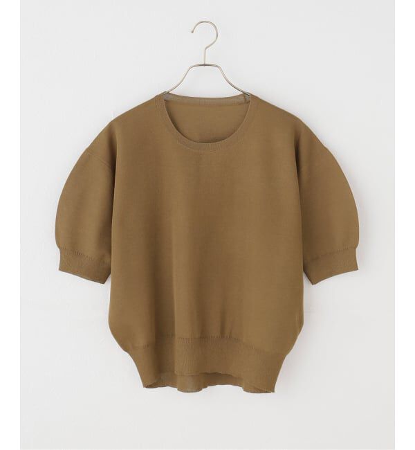 Spick and Span「《手洗い可》シアーミラノリブパフスリーブプルオーバー」|ニット・セーター|キャメル