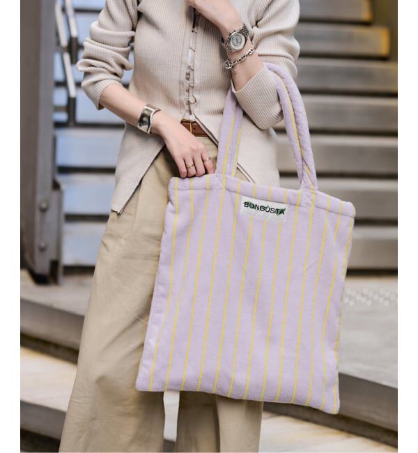  「《追加予約/一部カラーWEB限定》BONGUSTA/ボングスタ STRIPED トートバッグ」|トートバッグ|パープル